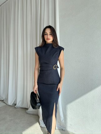 BAROSSA Midi Elbise 8364 - Lacivert - 1