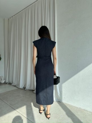 BAROSSA Midi Elbise 8364 - Lacivert - 3