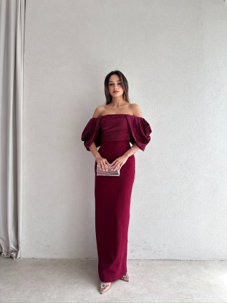 BARUCCİ Maxi Elbise 7005 - Bordo - 2