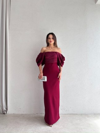 BARUCCİ Maxi Elbise 7005 - Bordo 