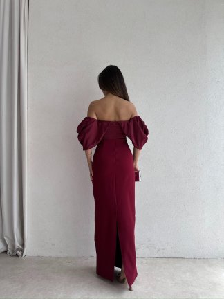 BARUCCİ Maxi Elbise 7005 - Bordo - 3
