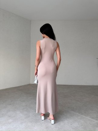 Basic Maxi NİSSAN Elbise 5544 - Krem - 3