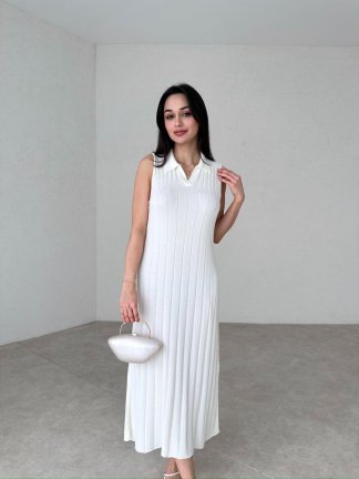Basic Tasarım Midi SUTTER Elbise 8933 - Beyaz - 1