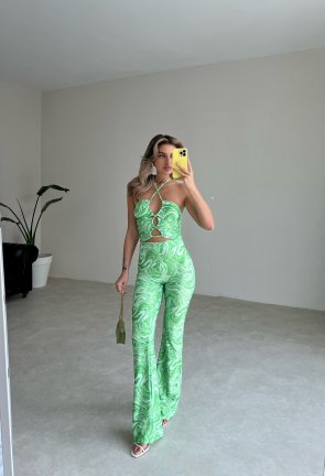 Batik Desen Bluz Pantolon İkili Takım - Yeşil - 2