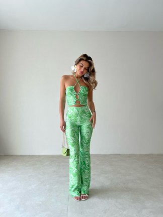 Batik Desen Bluz Pantolon İkili Takım - Yeşil - 3