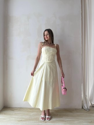BAYES Maxi Elbise 9299 - Sarı - 3