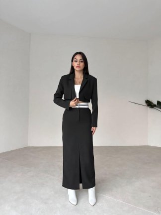 Bel Detaylı LİON Takım 9556 - Siyah - 2