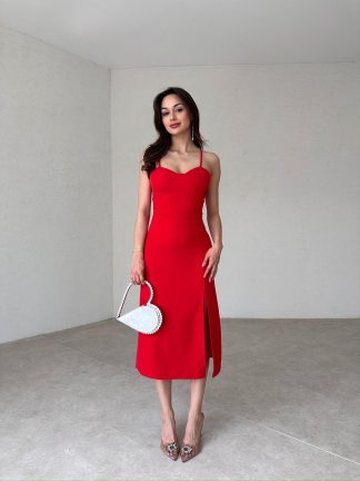 BELASCO Midi Elbise 9050 - Kırmızı - 2