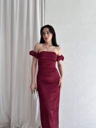 BELİNDA Maxi Elbise 3870 - Bordo - 1