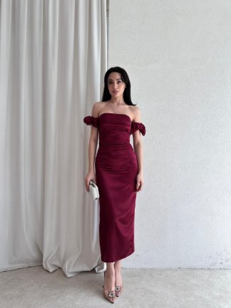BELİNDA Maxi Elbise 3870 - Bordo - 2