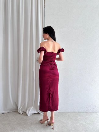 BELİNDA Maxi Elbise 3870 - Bordo - 3