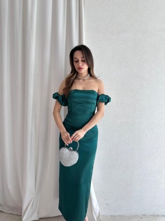 BELİNDA Maxi Elbise 3870 - Zümrüt Yeşili 