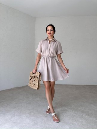 BELİZE Mini Elbise 4532 - Vizon - 2