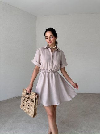 BELİZE Mini Elbise 4532 - Vizon - 1