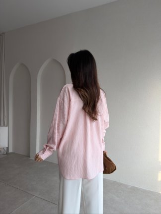  BELLA Çizgili Gömlek 1805 - Pudra - 2