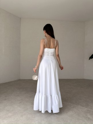 BELLOW Maxi Elbise 9333 - Beyaz - 4