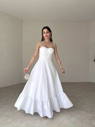 BELLOW Maxi Elbise 9333 - Beyaz - 2