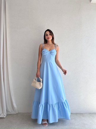 BELLOW Maxi Elbise 9333 - Mavi 