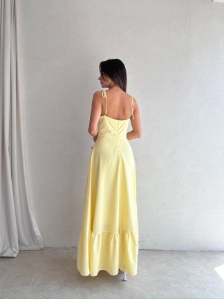BELLOW Maxi Elbise 9333 - Sarı - 3