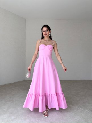BELLOW Maxi Elbise 9333 - Pembe - 3
