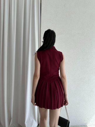 BENZ Mini Elbise 3932 - Bordo - 3