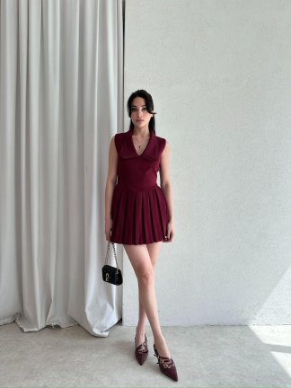 BENZ Mini Elbise 3932 - Bordo - 2