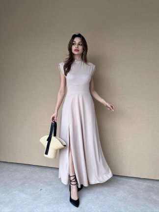 BERLY Maxi Elbise 7764 - Krem - 2