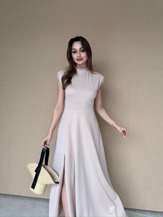 BERLY Maxi Elbise 7764 - Krem 