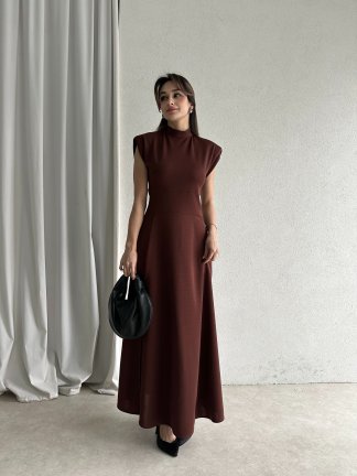 BERLY Maxi Elbise 7764 - Acı Kahve - 3