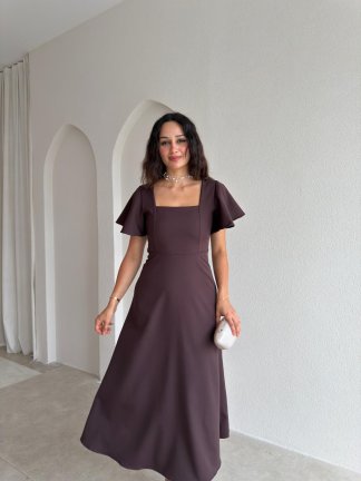 BERNOTTİ Midi Elbise 3682 - Acı Kahve - 2