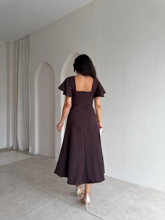 BERNOTTİ Midi Elbise 3682 - Acı Kahve - 3