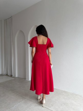 BERNOTTİ Midi Elbise 3682 - Kırmızı - 3