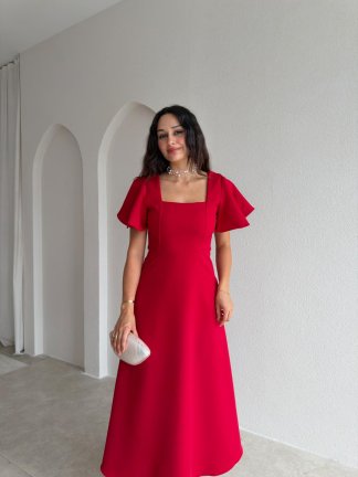 BERNOTTİ Midi Elbise 3682 - Kırmızı - 2