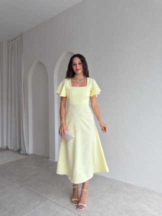 BERNOTTİ Midi Elbise 3682 - Sarı 