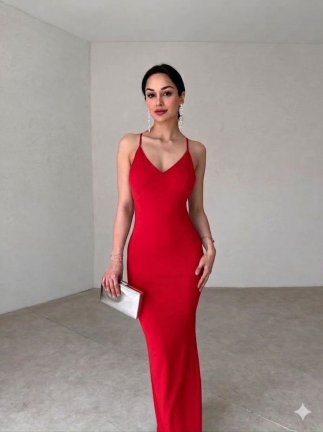 BESKOW Maxi Elbise 5041 - Kırmızı - 1