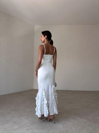 BETA Maxi Elbise 1016 - Beyaz - 3