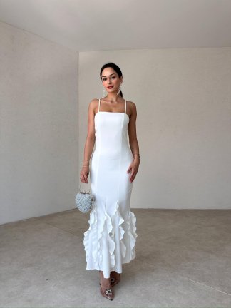 BETA Maxi Elbise 1016 - Beyaz - 2