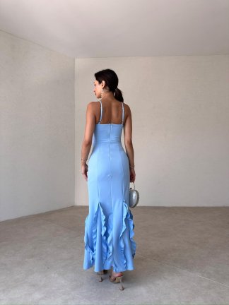 BETA Maxi Elbise 1016 - Mavi - 3