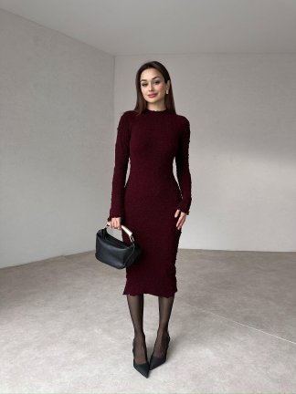 BEVERLY Midi Elbise 7892 - Bordo - 2