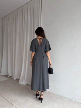 BEYOND Midi Elbise 8874 - Gri - 3