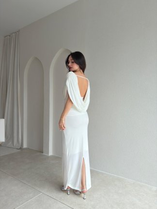 BİDWEL Maxi Elbise 2057 - Beyaz - 3