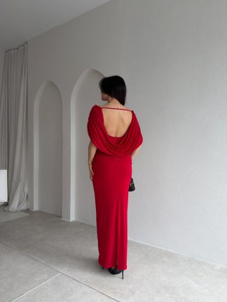 BİDWEL Maxi Elbise 2057 - Kırmızı - 3