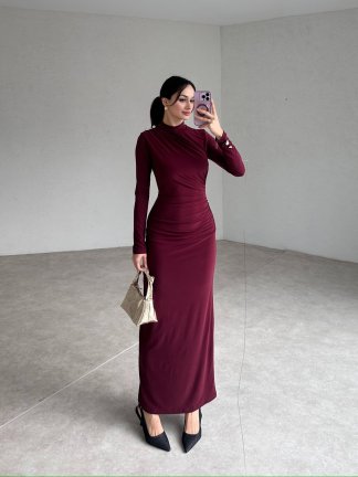 BİGLOW Maxi Elbise 2438 - Bordo - 3