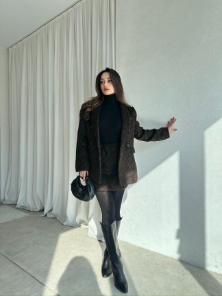  BLAİR Desenli Kaşe Takım 8388 - Acı Kahve - 2