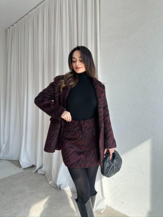 BLAİR Desenli Kaşe Takım 8388 - Bordo - 2