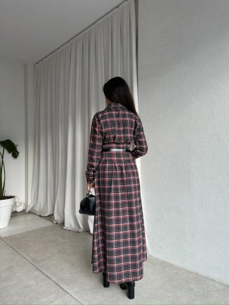 BLAKE Ekose Elbise 8705 - Kırmızı - 4