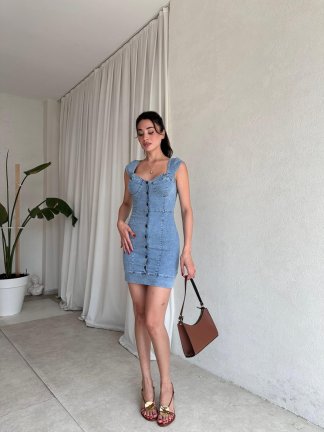BLANK Elbise 8099- Mavi - 1