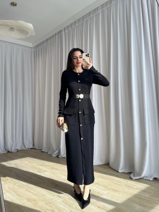 BLERTA Midi Elbise 8510 - Siyah - 4