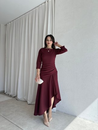 BLİSS Maxi Elbise 8311 - Bordo - 3