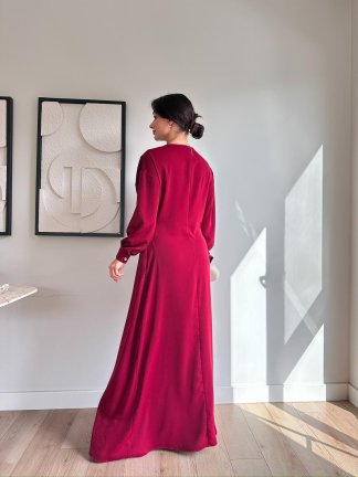 BLOSSOM Maxi Elbise 8466 - Bordo - 4